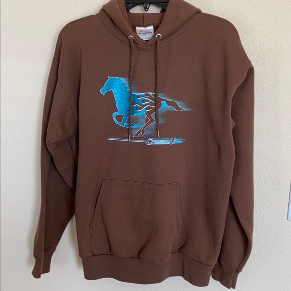 Hanes pull over sweatshirt w/ hoodie. Cowgirl up.